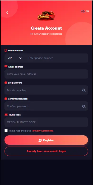 Games707 registraton