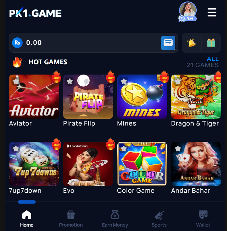 simple interface of Win786 game