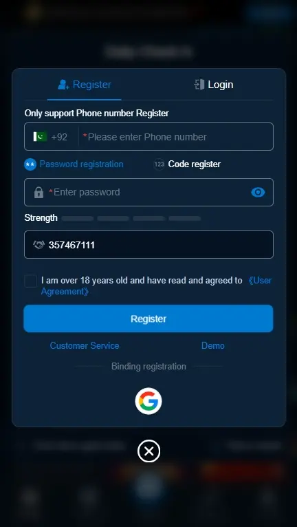 777E Game registration