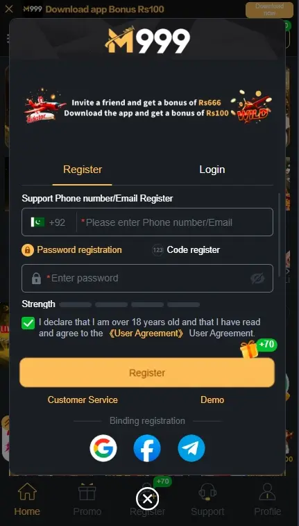 M999 Game registration
